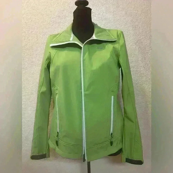 Köppen Women’s Bright Green Full Zip 3 Season Waffle Lined Windbreak Jacket Sz M - Picture 1 of 12